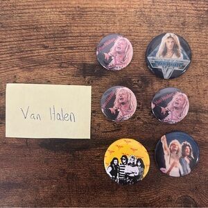 VTG 80’s Van Halen Pinback Concert buttons pins Rock / Metal / hair